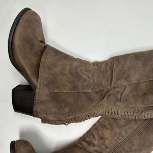 Fergalicious by Fergie Brown Suede Leather Lexi High Boots Size 6M